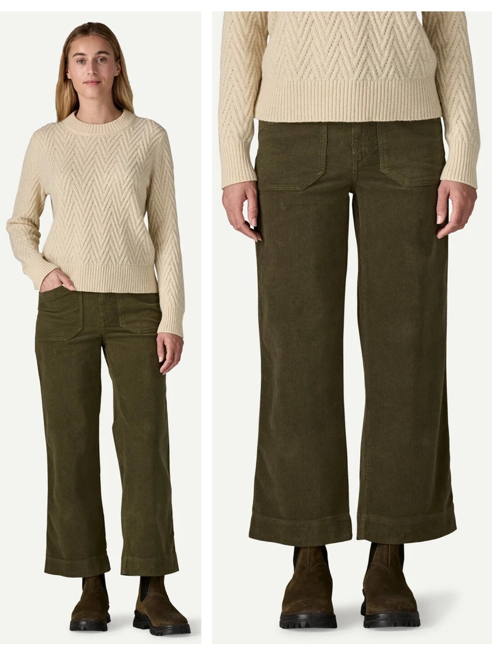Patagonia Olive Green Wide-Leg Corduroy Pants